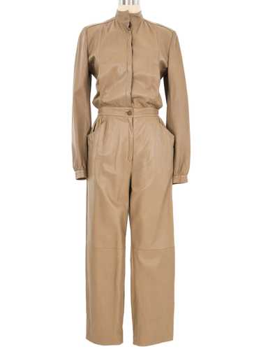 Taupe Leather Jumpsuit