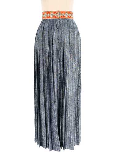 Metallic Pleated Maxi Skirt