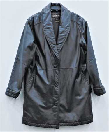 Wilson Black Leather Button Up Coat Womens SZ M - image 1