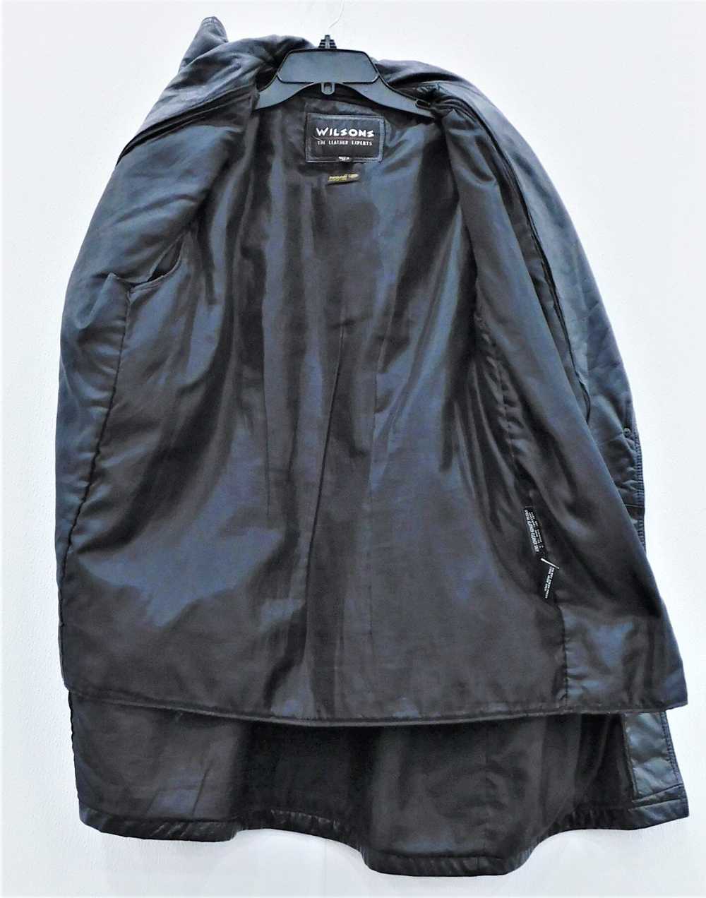 Wilson Black Leather Button Up Coat Womens SZ M - image 2
