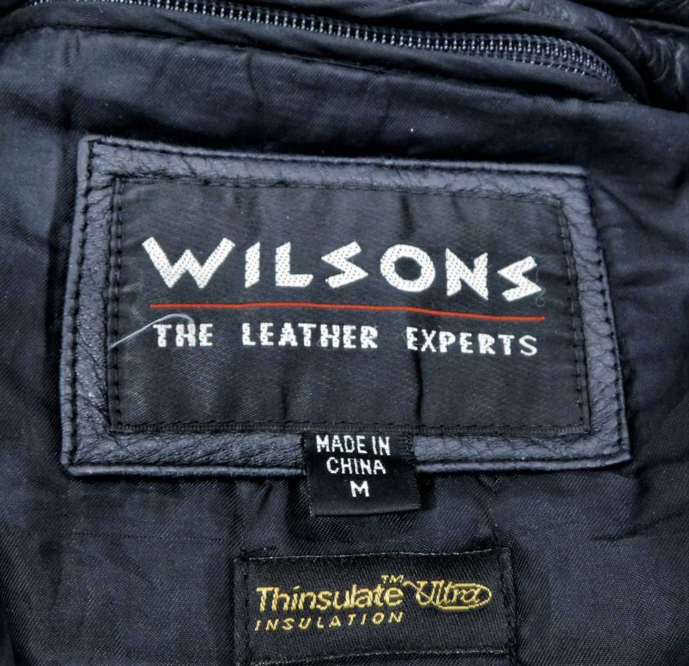 Wilson Black Leather Button Up Coat Womens SZ M - image 4