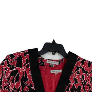 Danny And Nicole Womens Red Black Floral 3/4 Slee… - image 1