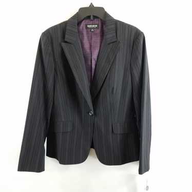 John Meyer Women Black Purple Pinstripe Button Up… - image 1