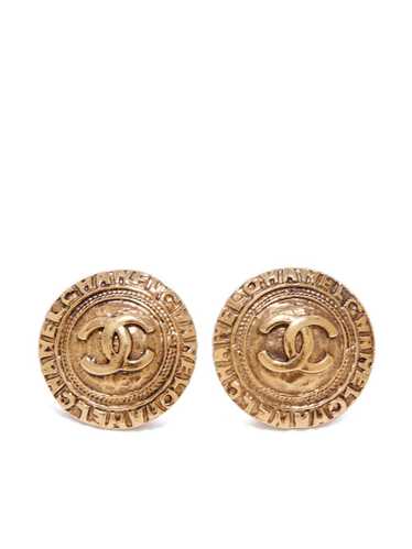 CHANEL Pre-Owned 1980-1990s CC clip-on earrings -… - image 1