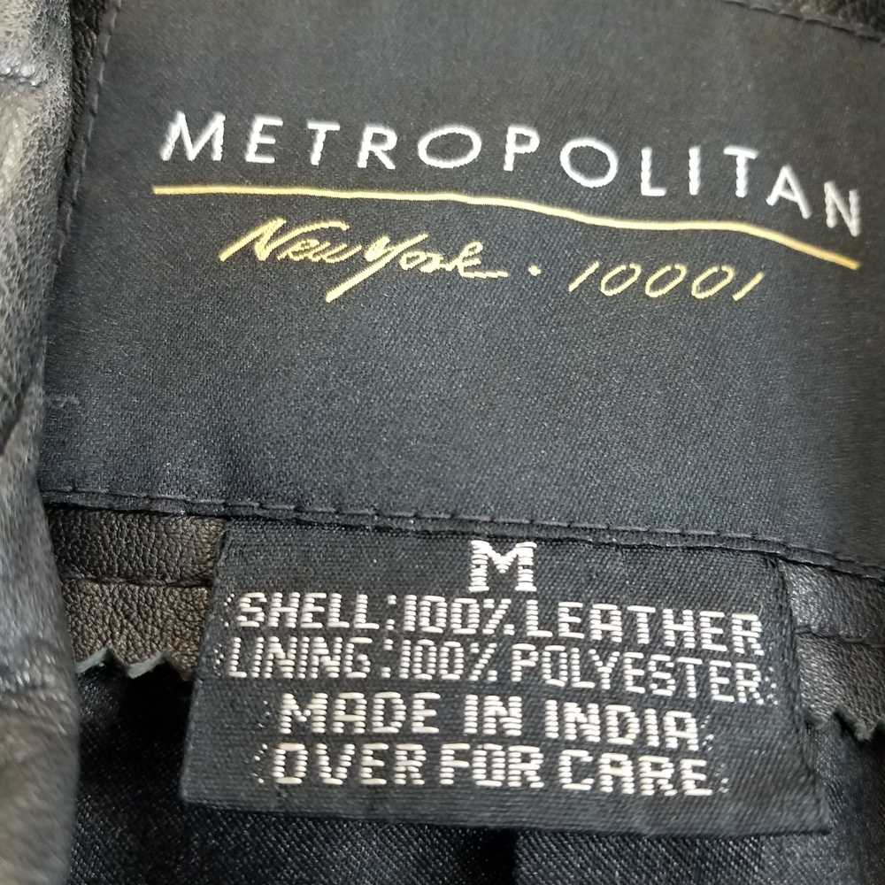 Metropolitan New York women Black Leather Trench … - image 3