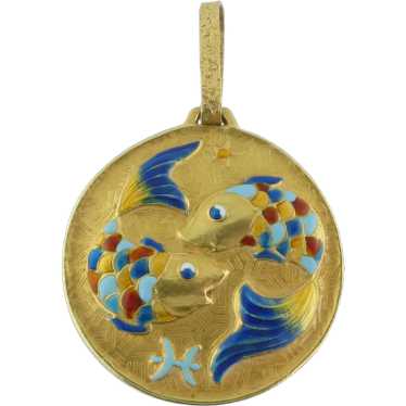 Large Rare Vintage Pisces Necklace, Boho Zodiac Charm, Cool