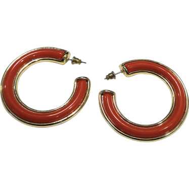 Red Gold Plastic Giant Hoop Earrings