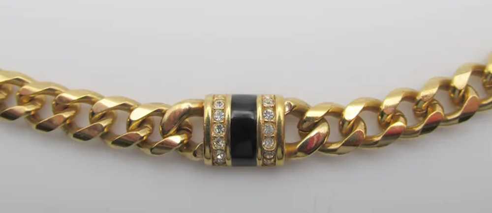 Signed Swarovski Chain Black Enamel and Crystal 2… - image 3