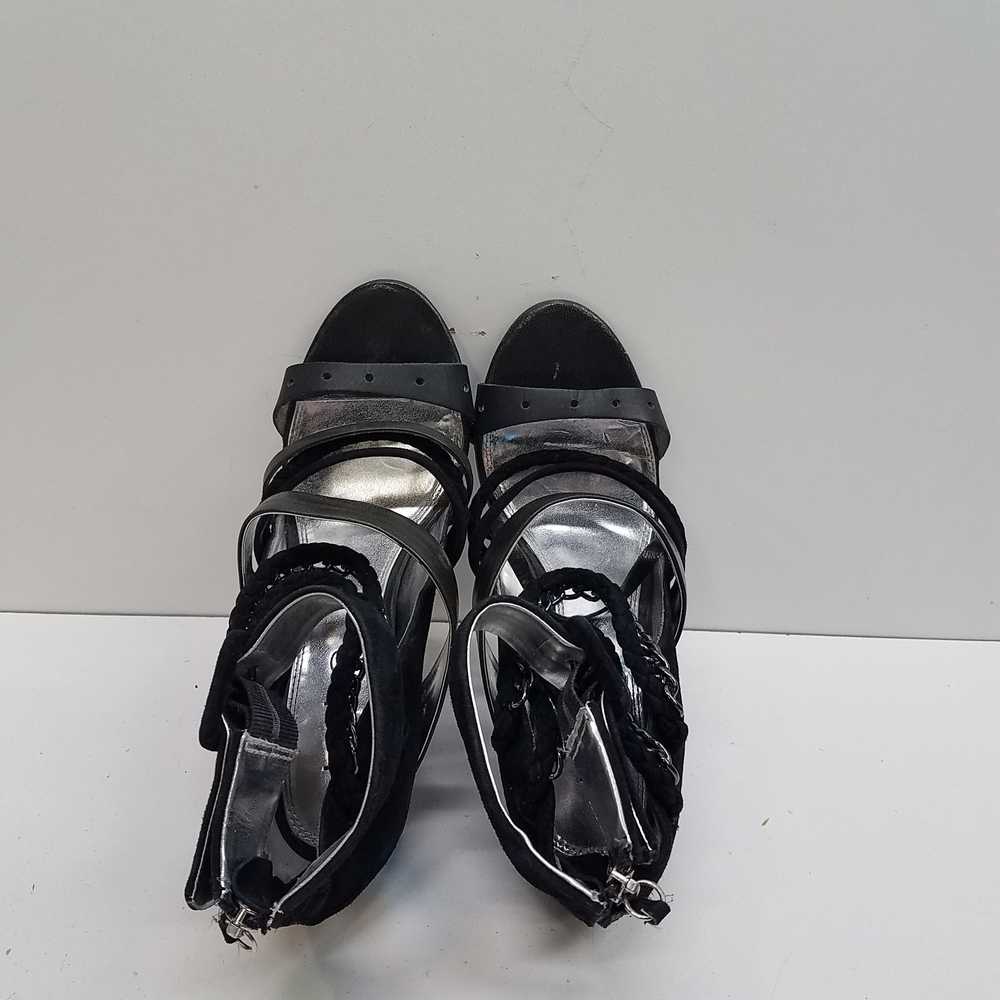 BEBE Black Suede Leather Ankle Zip Strap Sandal P… - image 6