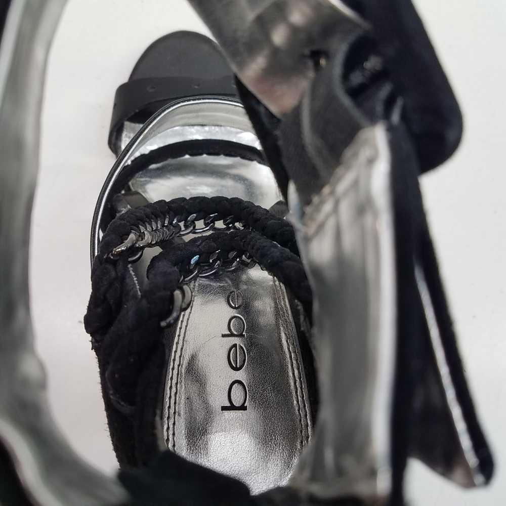 BEBE Black Suede Leather Ankle Zip Strap Sandal P… - image 8