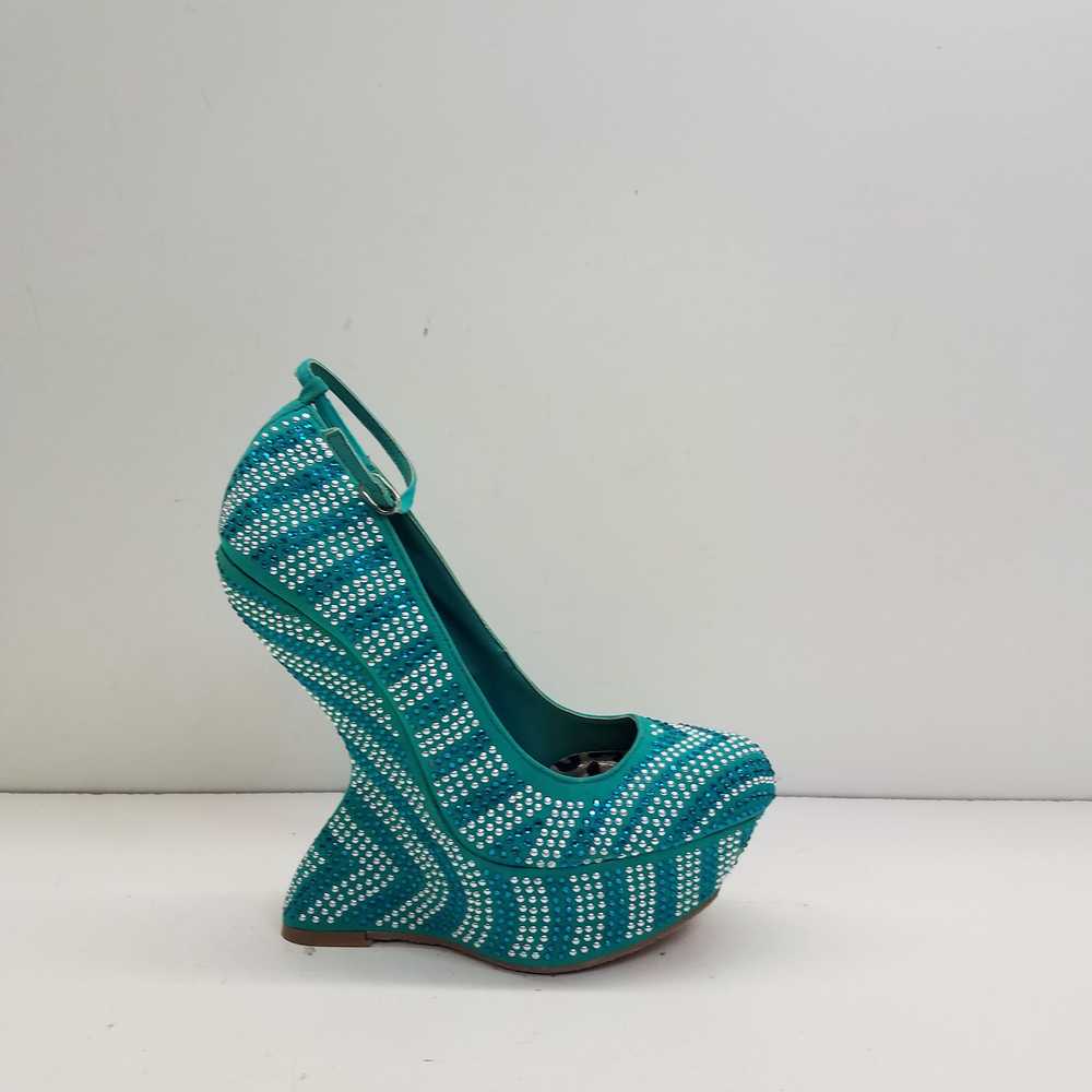 Dollhouse Turquoise bling No heel Wedges Size 8 - image 1