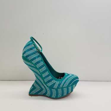 Dollhouse Turquoise bling No heel Wedges Size 8 - image 1