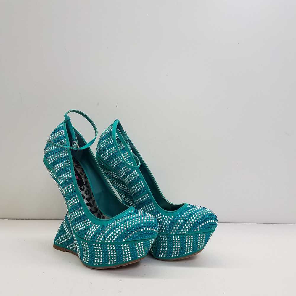 Dollhouse Turquoise bling No heel Wedges Size 8 - image 3