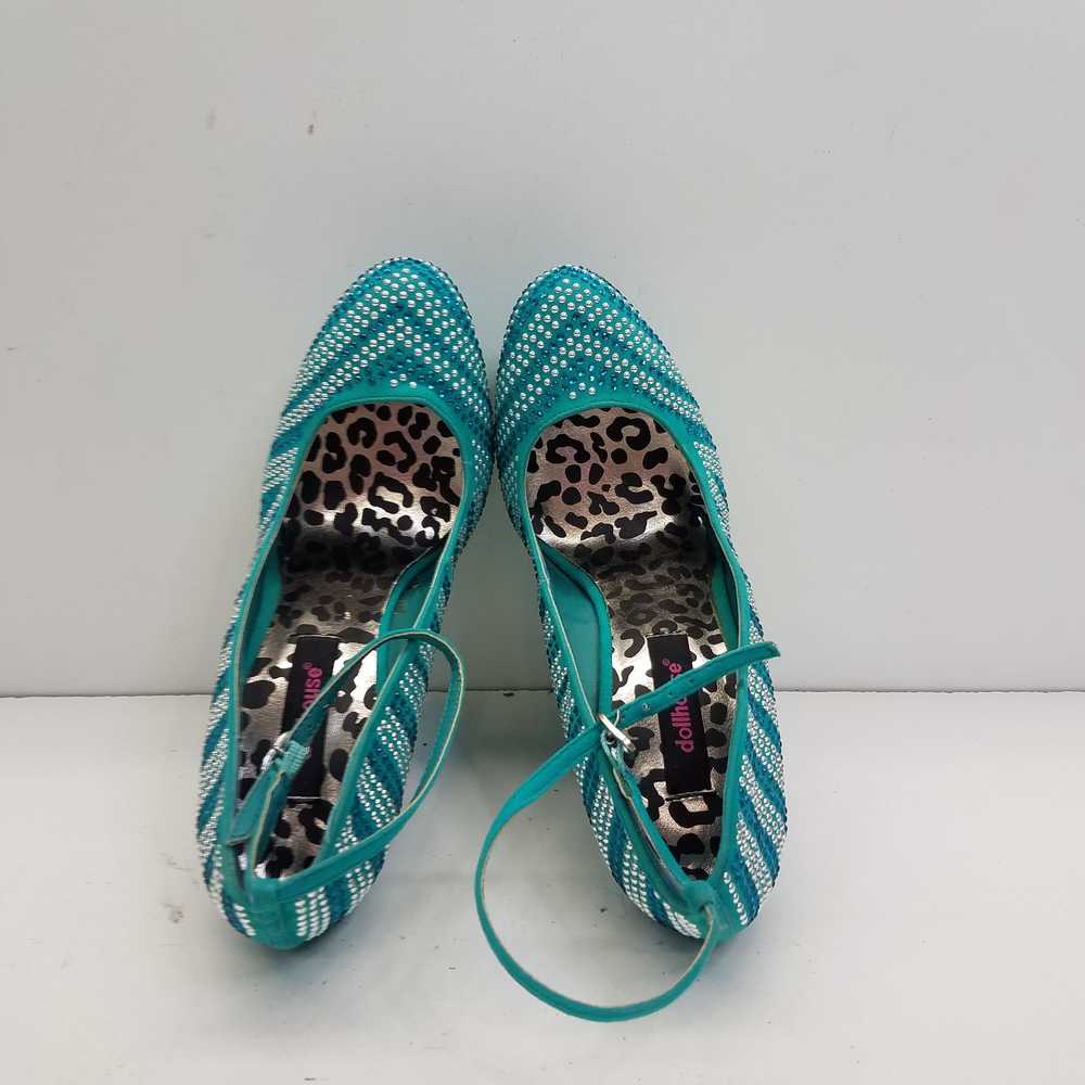 Dollhouse Turquoise bling No heel Wedges Size 8 - image 6