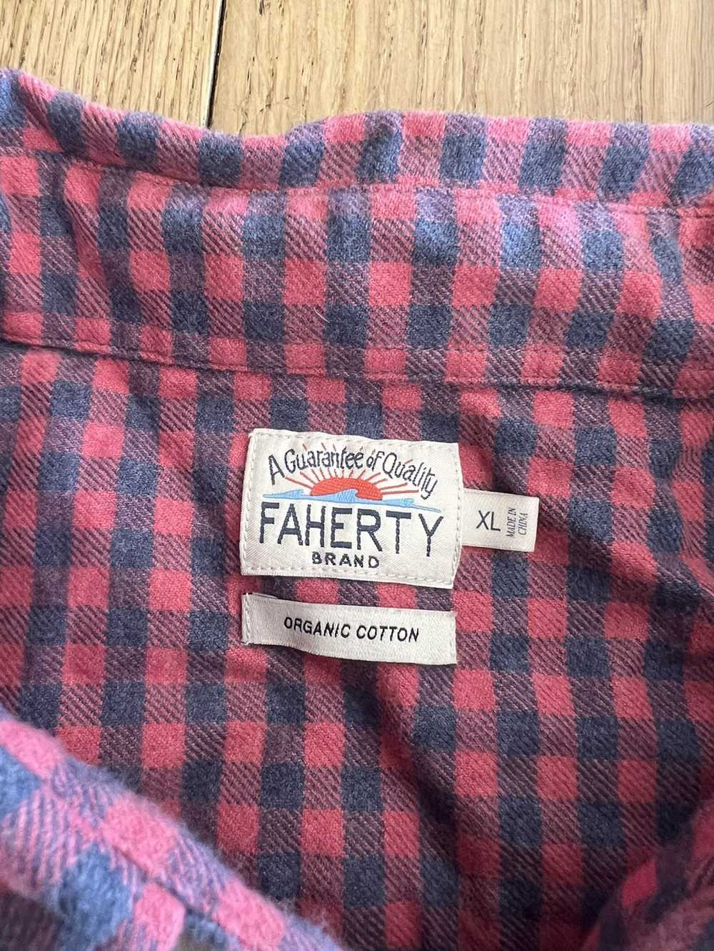 Faherty Faherty brand pink/red and blue gingham s… - image 3