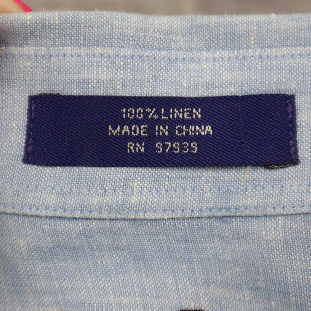 Alan Flusser Alan Flusser Shirt Mens L Blue Linen… - image 11