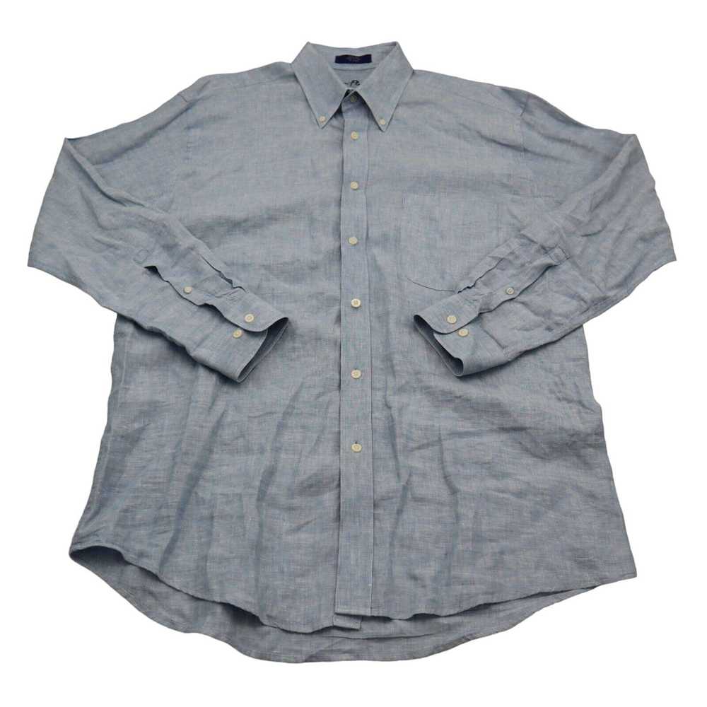 Alan Flusser Alan Flusser Shirt Mens L Blue Linen… - image 1