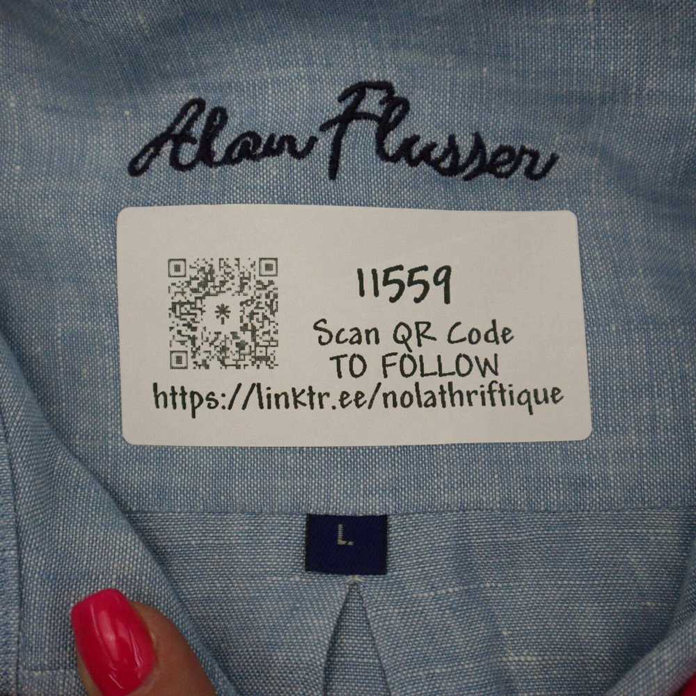 Alan Flusser Alan Flusser Shirt Mens L Blue Linen… - image 2