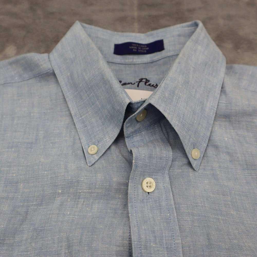 Alan Flusser Alan Flusser Shirt Mens L Blue Linen… - image 7