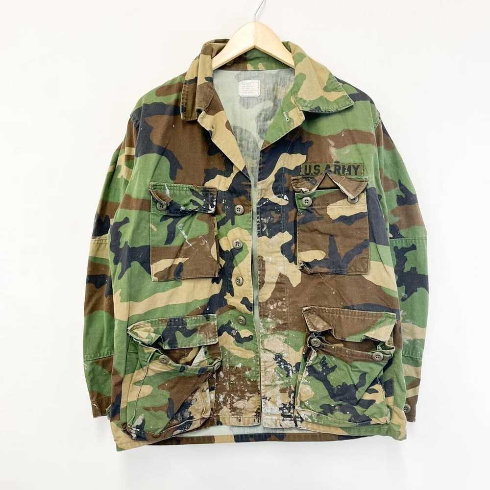 Vintage Vintage 90s Us Army Camo Button-Up Shirt … - image 1