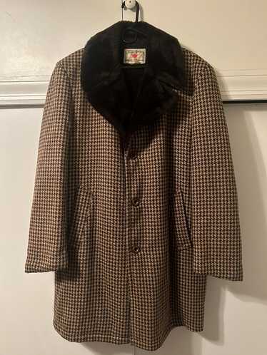 Vintage Vintage Brown Houndstooth Overcoat - image 1