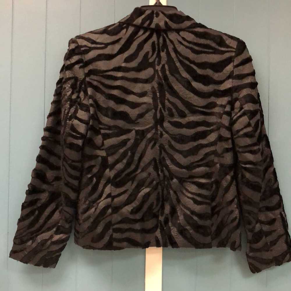 Vintage Vtg Black Faux Fur Animal Print Crop Full… - image 6