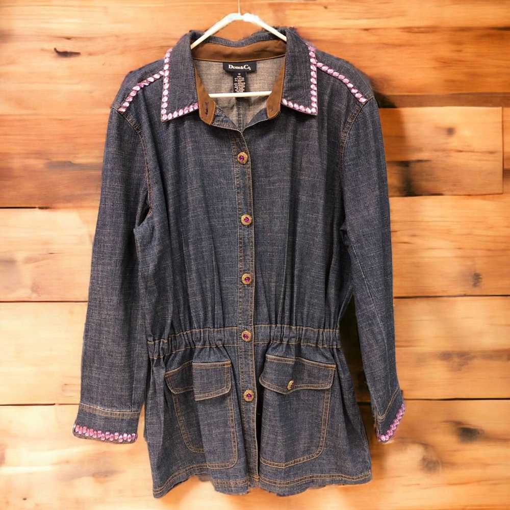 Vintage Denim & Co. 1x denim drawstring top shack… - image 1