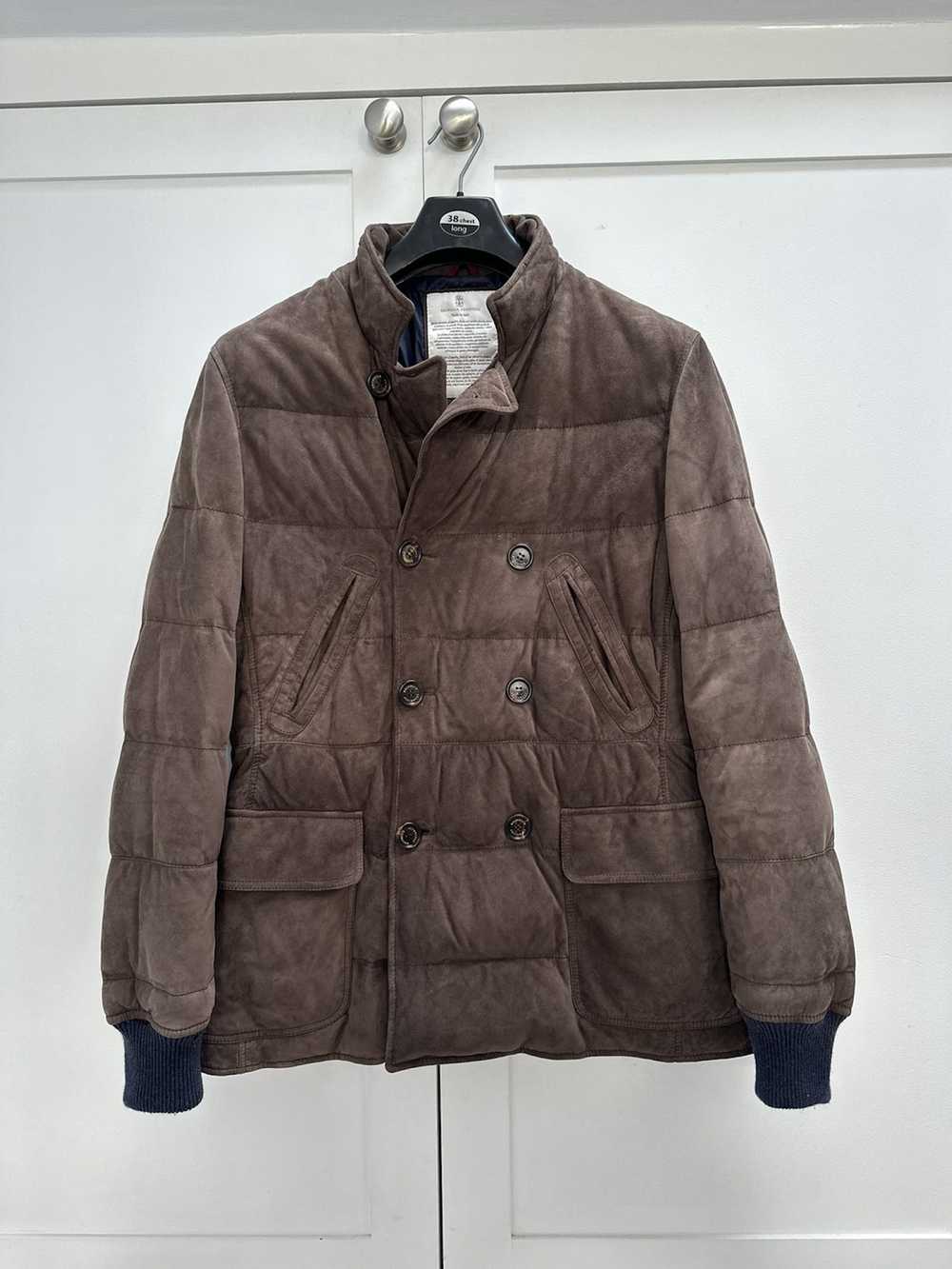 Brunello Cucinelli Brown suede puffer jacket size… - image 1