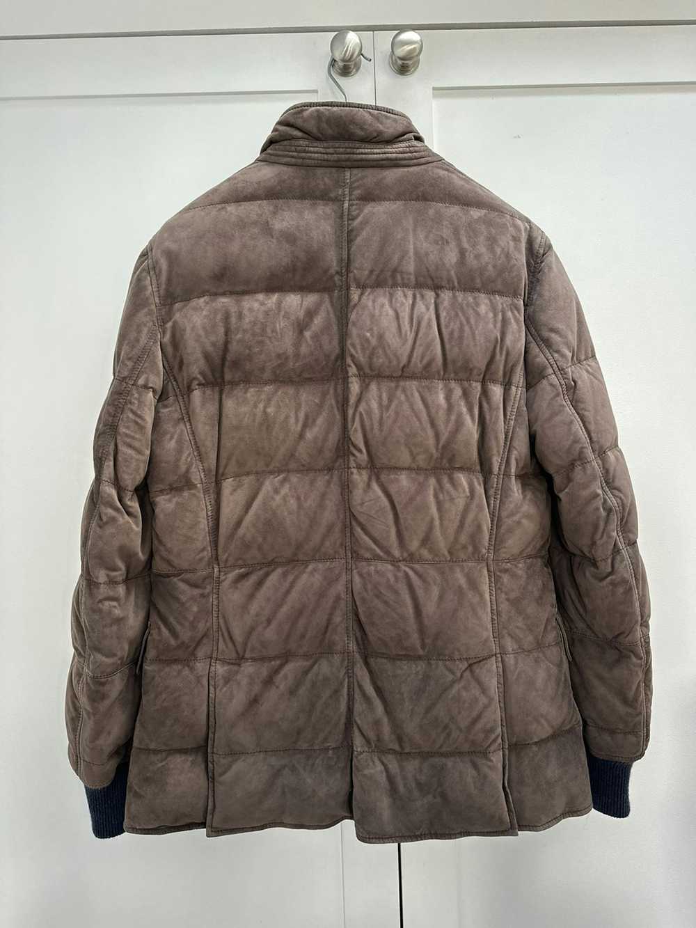 Brunello Cucinelli Brown suede puffer jacket size… - image 2