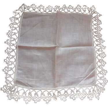 Antique wedding handkerchief Tatting hand made tatted Lace