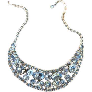 Designer BIg Bold Light Sapphire Rhinestone Collar