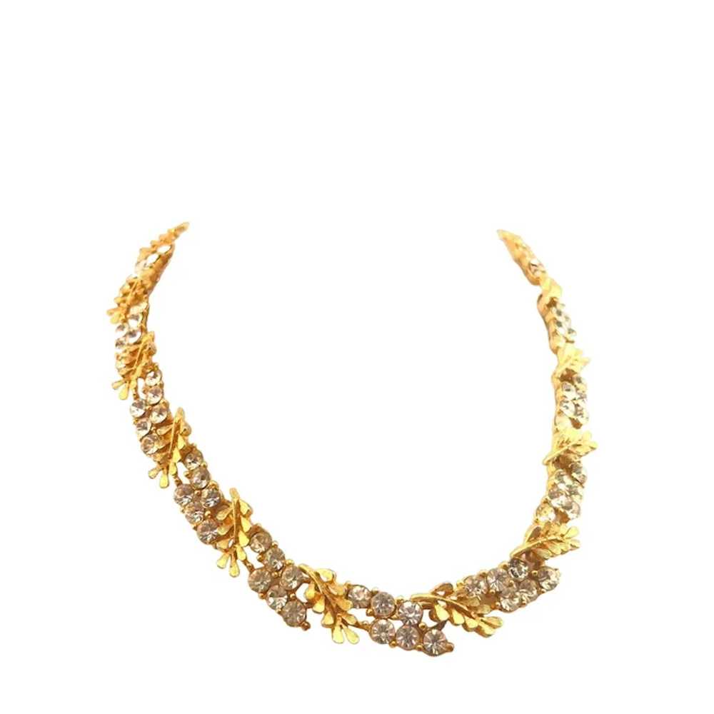 BSK Mid Century Gold Plate Leaf and Round Rhinest… - image 3