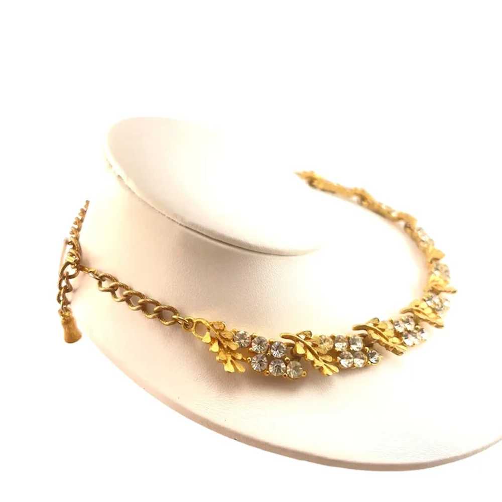 BSK Mid Century Gold Plate Leaf and Round Rhinest… - image 7
