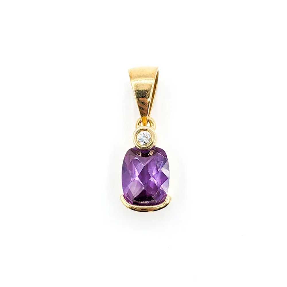 Vintage Purple Amethyst & Diamond Pendant in Gold - image 3