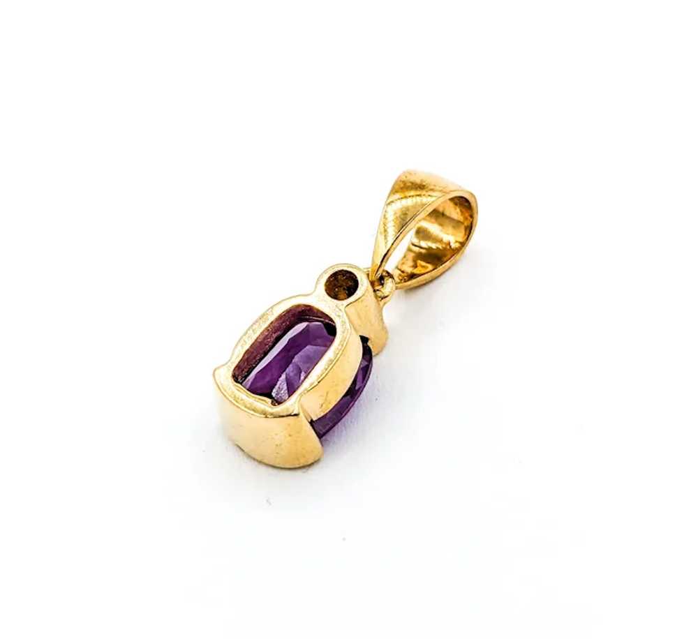 Vintage Purple Amethyst & Diamond Pendant in Gold - image 5