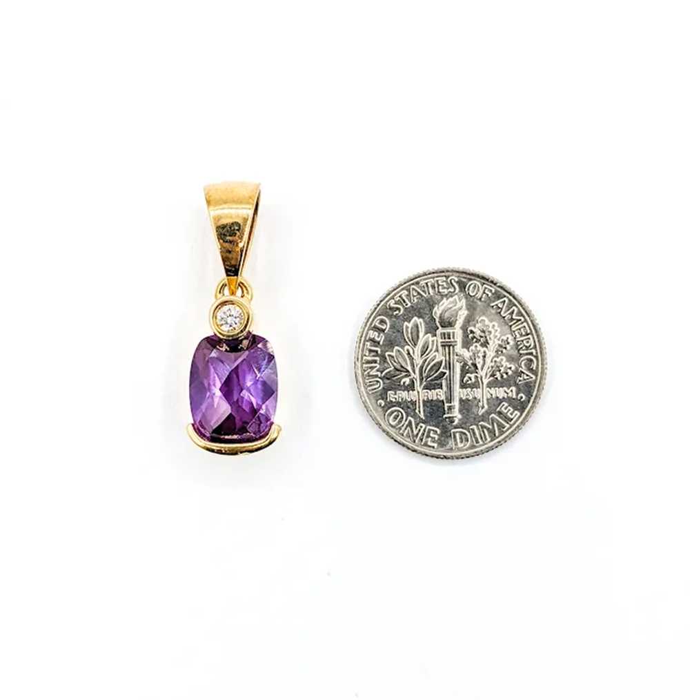 Vintage Purple Amethyst & Diamond Pendant in Gold - image 6