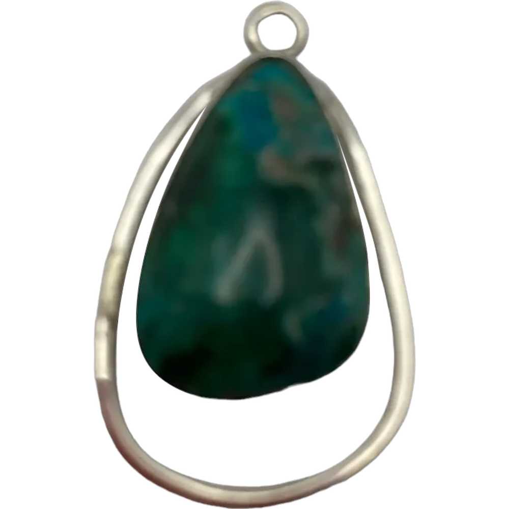 Israeli Sterling Silver and Chrysocolla Modernist… - image 1