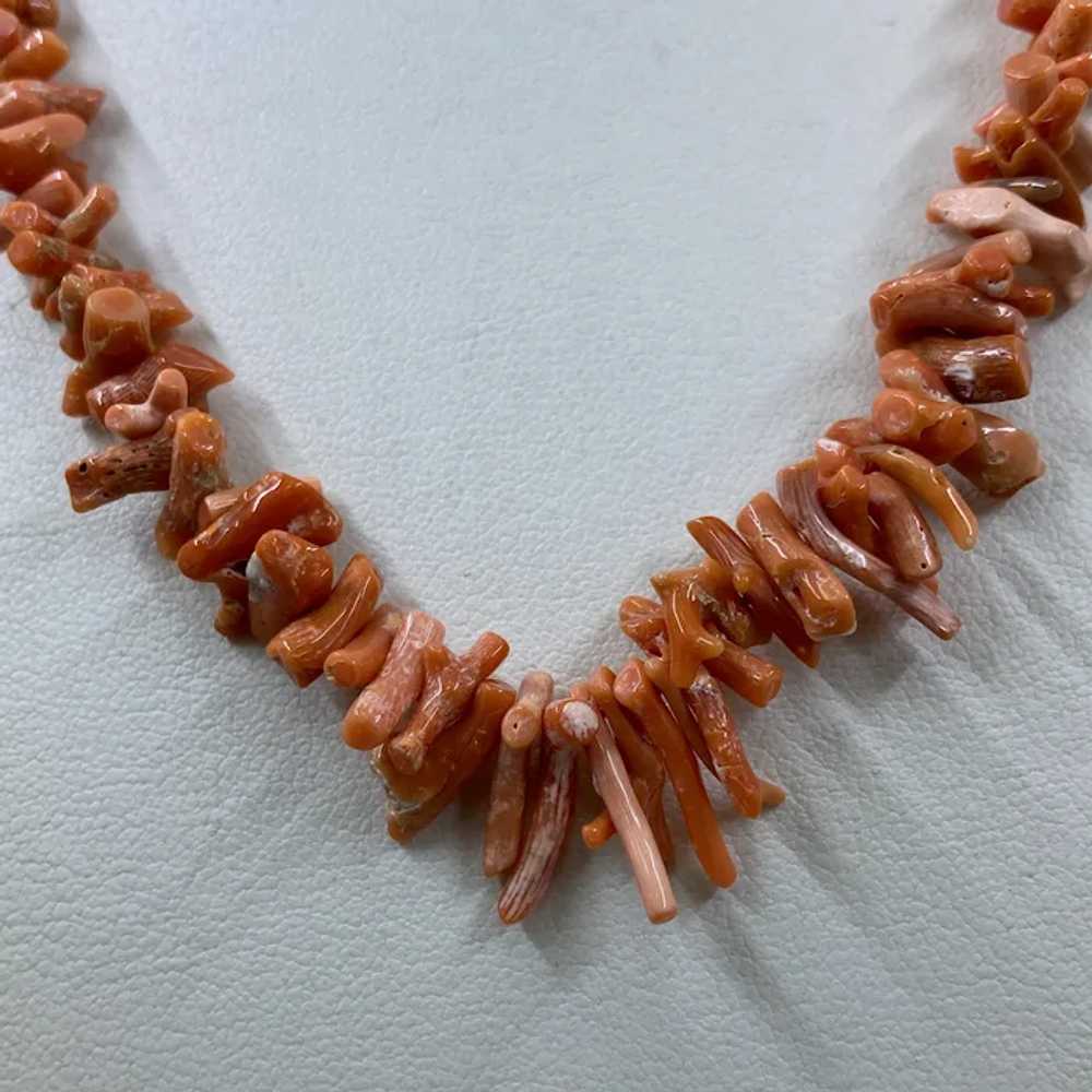 Vintage Natural Stick Coral Necklace 16" - image 2