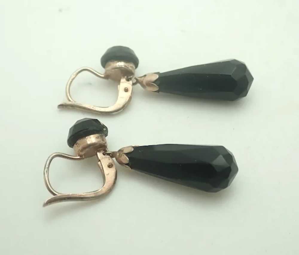 Antique French Jet on Silver Gilt Drop Earrings -… - image 3