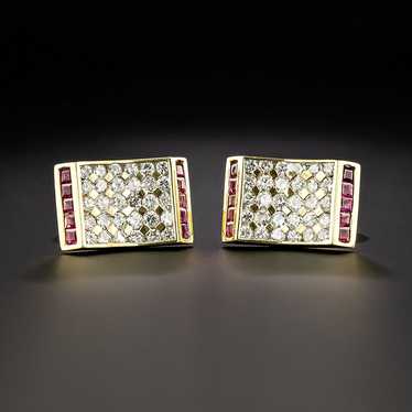 Estate Diamond and Ruby Cuff Links