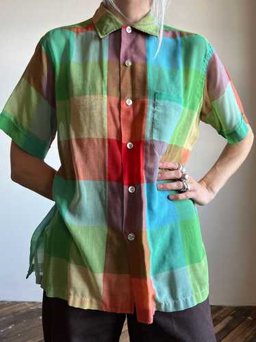 Vintage 1950's Early 1960's Multicolored Button Up