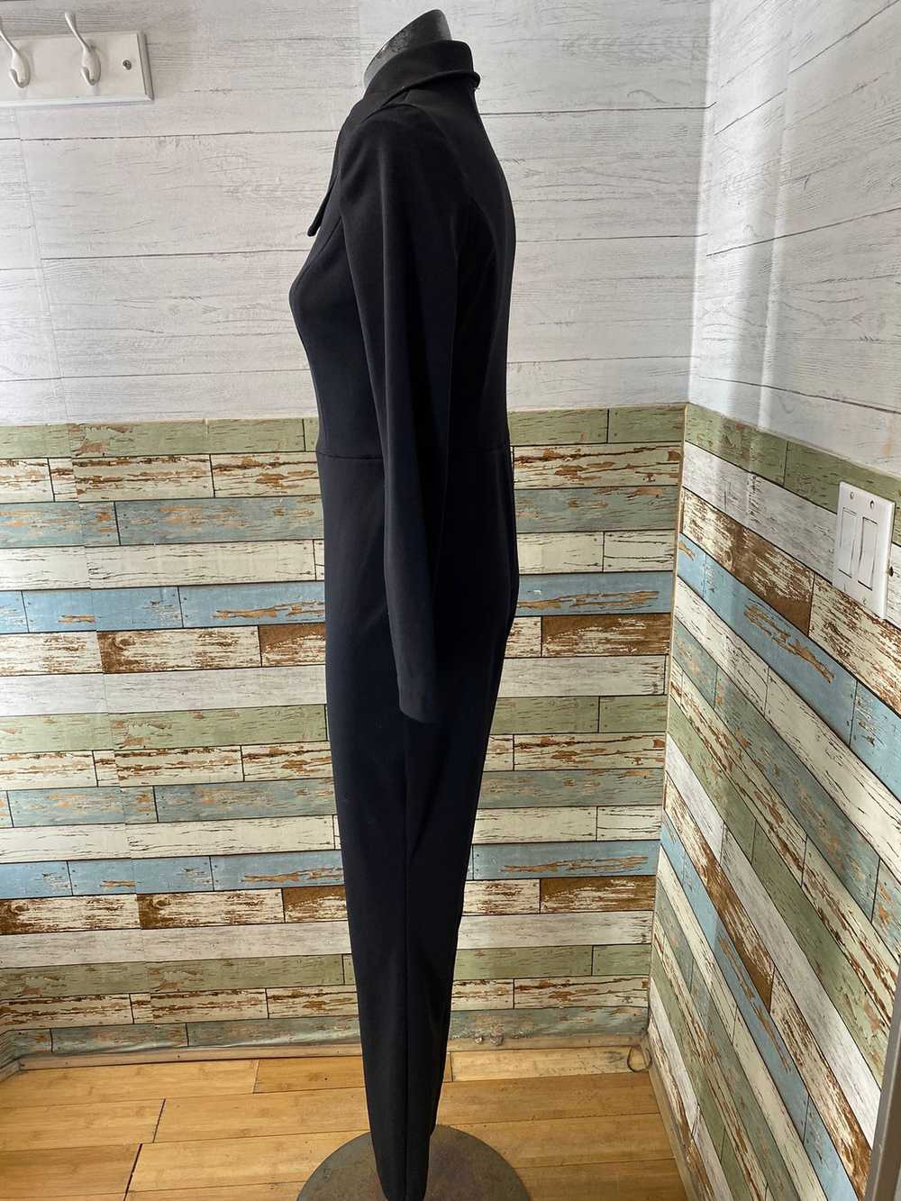 70’s Black Long Sleeve Zip Front Jumpsuit - image 9