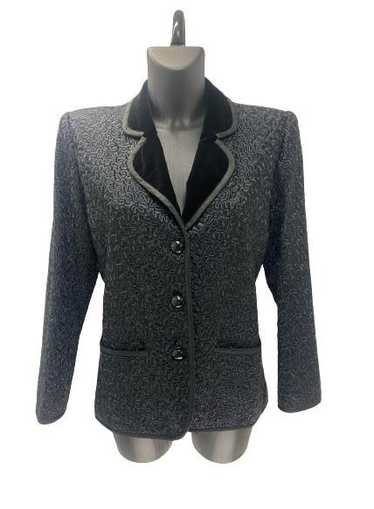 Yves Saint Laurent Black Lambskin Blazer with Velv