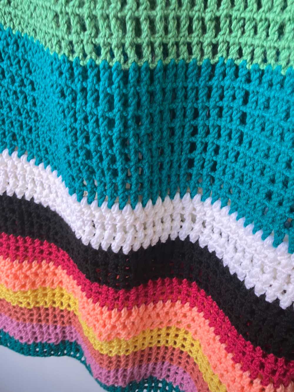 Vintage Open-Crochet Rainbow Midi Dress - image 3