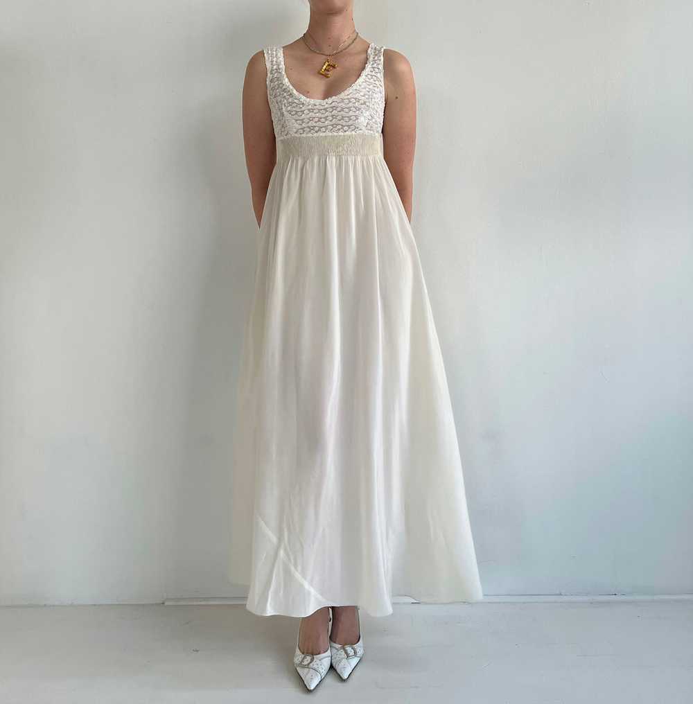 1930's Bridal White Silk Slip Dress With White La… - image 1