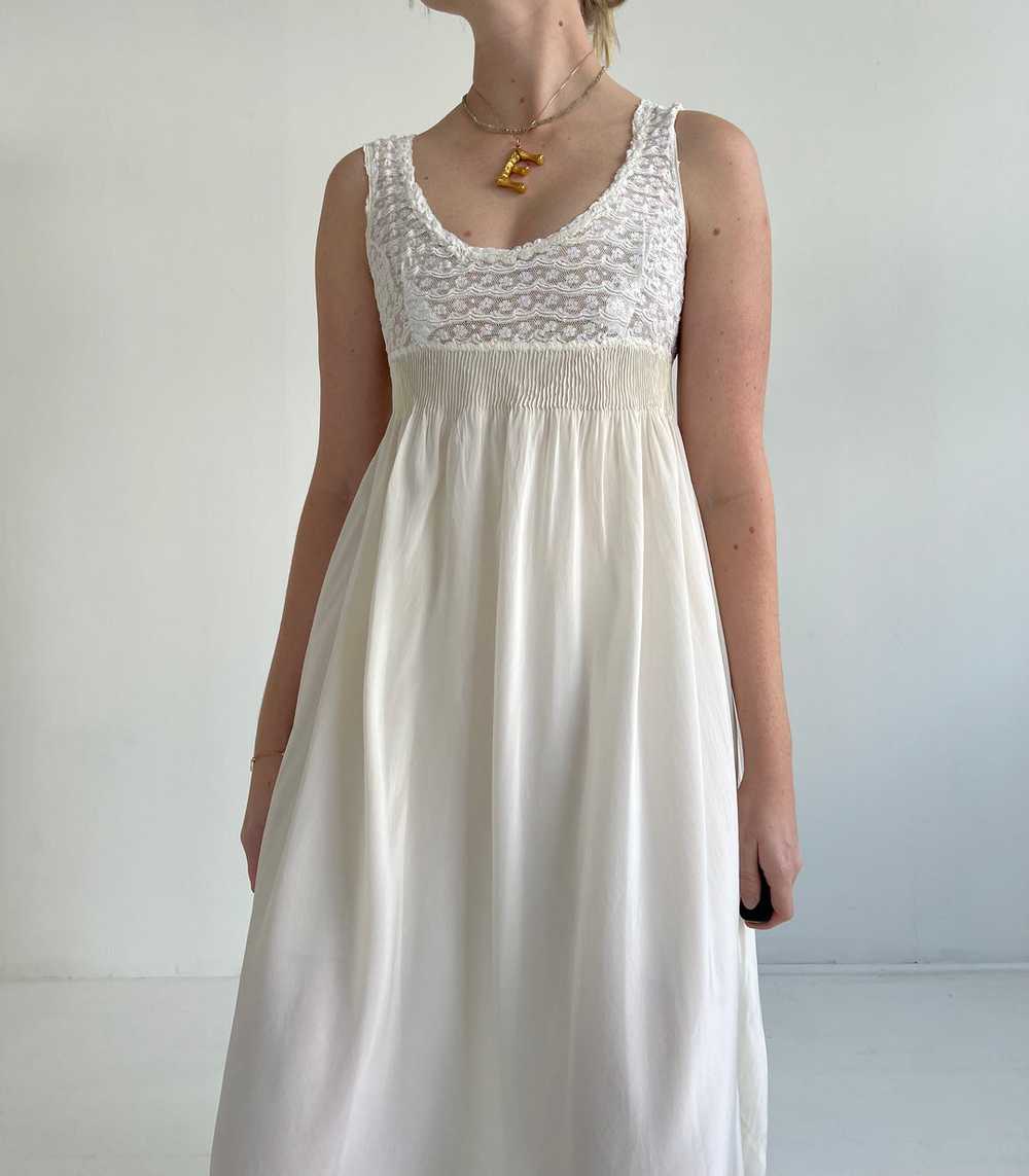 1930's Bridal White Silk Slip Dress With White La… - image 2