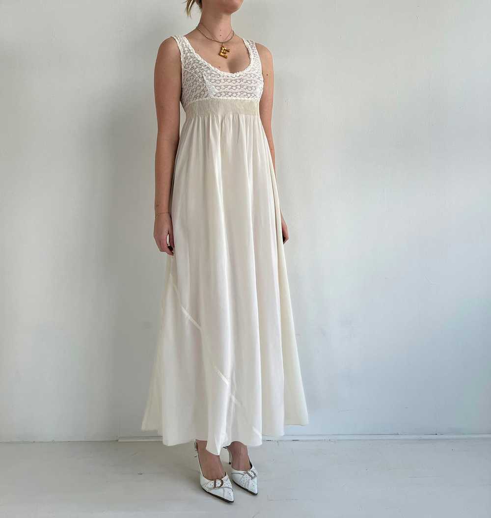 1930's Bridal White Silk Slip Dress With White La… - image 3