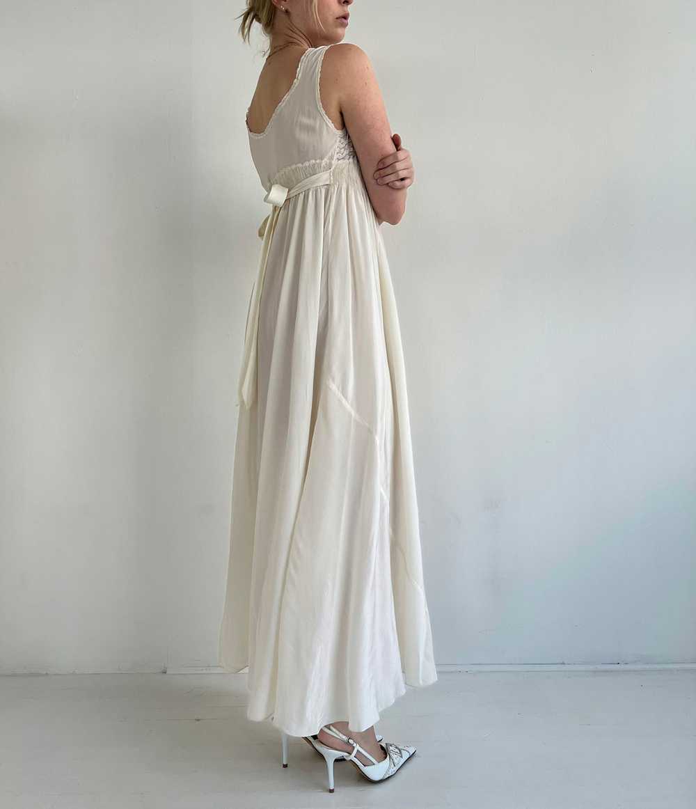 1930's Bridal White Silk Slip Dress With White La… - image 6