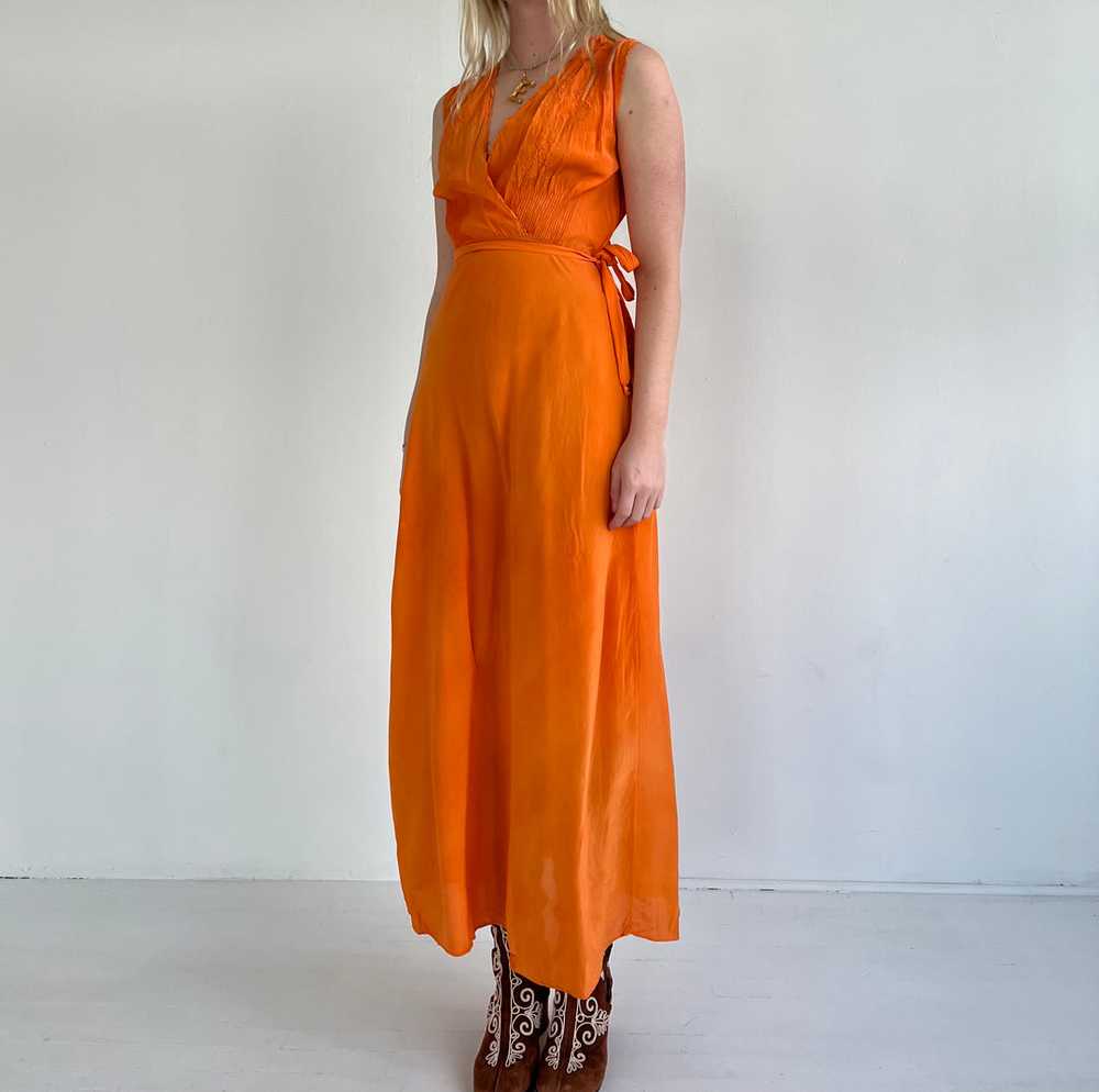 Hand Dyed Orange Silk Slip Dress - image 1