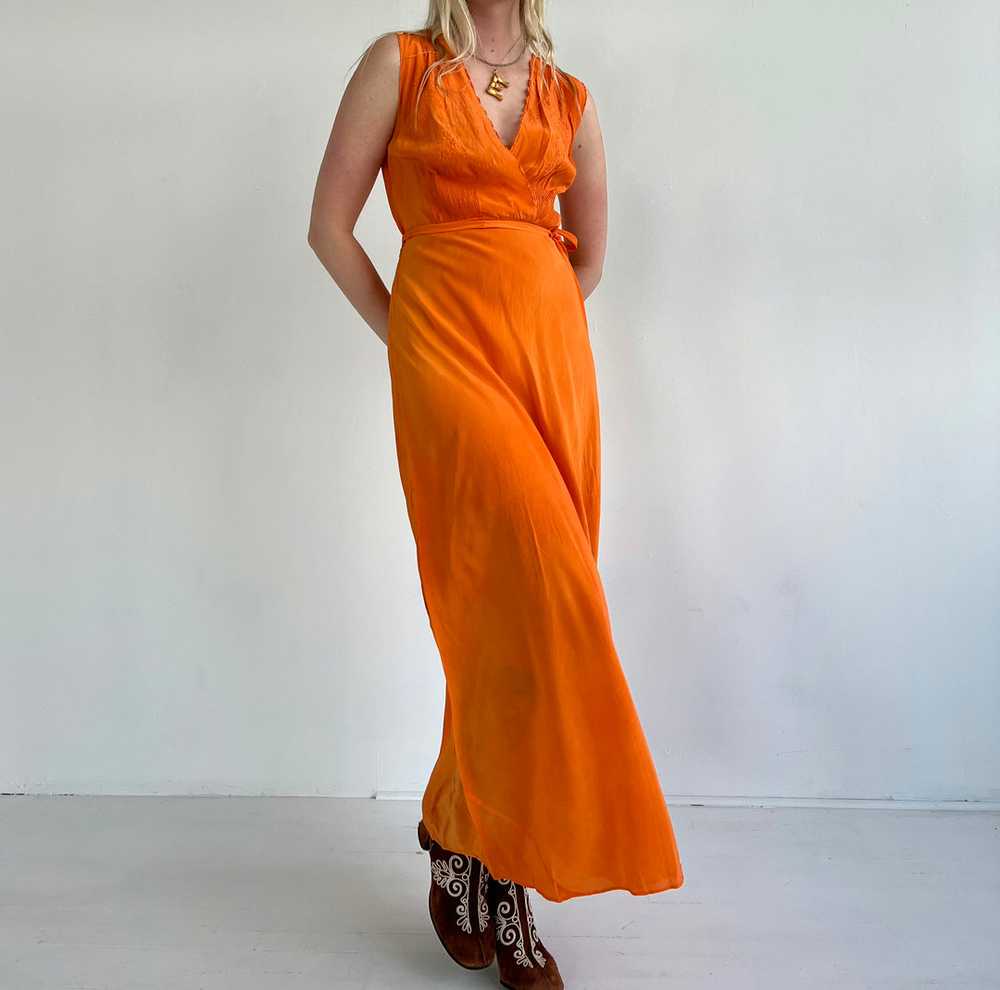 Hand Dyed Orange Silk Slip Dress - image 2